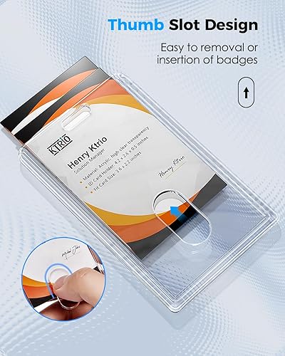Miniatura 4 de KTRIO Paquete de 2 soportes resistentes para tarjetas de identificación de acrílico transparente con orificio para el pulgar de fácil acceso