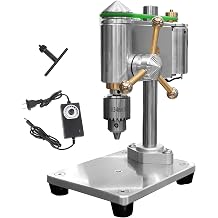 Mini Drill Press, Electric High Precision Benchtop Drill Press, Portable CNC Machined Drilling Machine for DIY Woodworking Metalwork PVC Resin Jewelry Crafts, Adjustable Speed, 0.3-4mm Chuck
