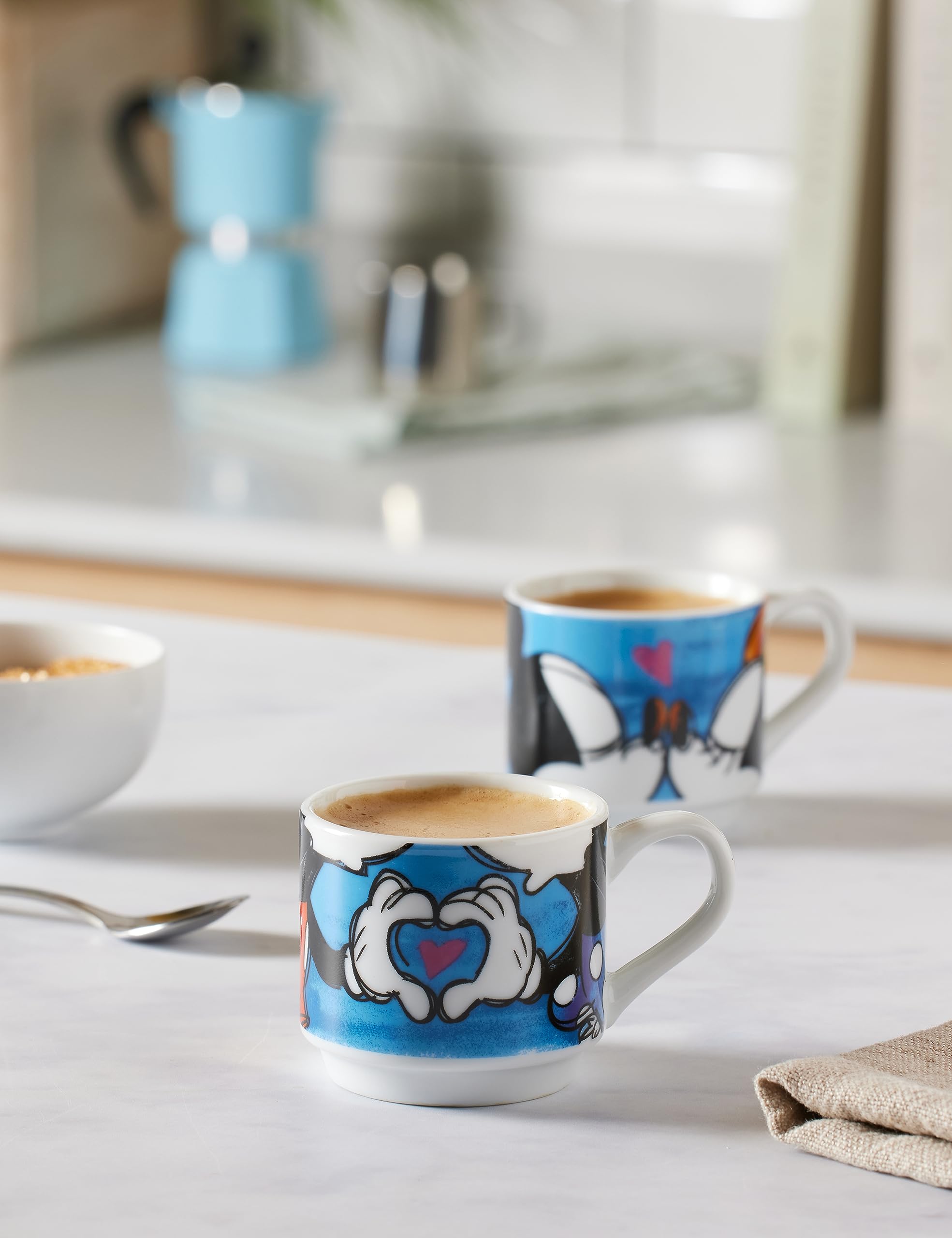 Egan - Juego de 2 tazas de café con diseño de Mickey Mouse apilables