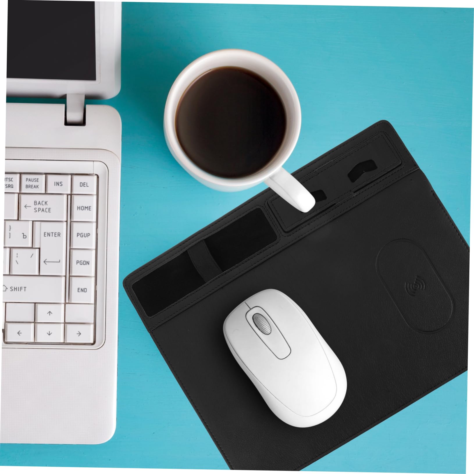 Tappetino Pu in Wireless Ricarica per Supporto Mouse per Telefono, Superficie Anti-spruzzo Scrivania Ufficio