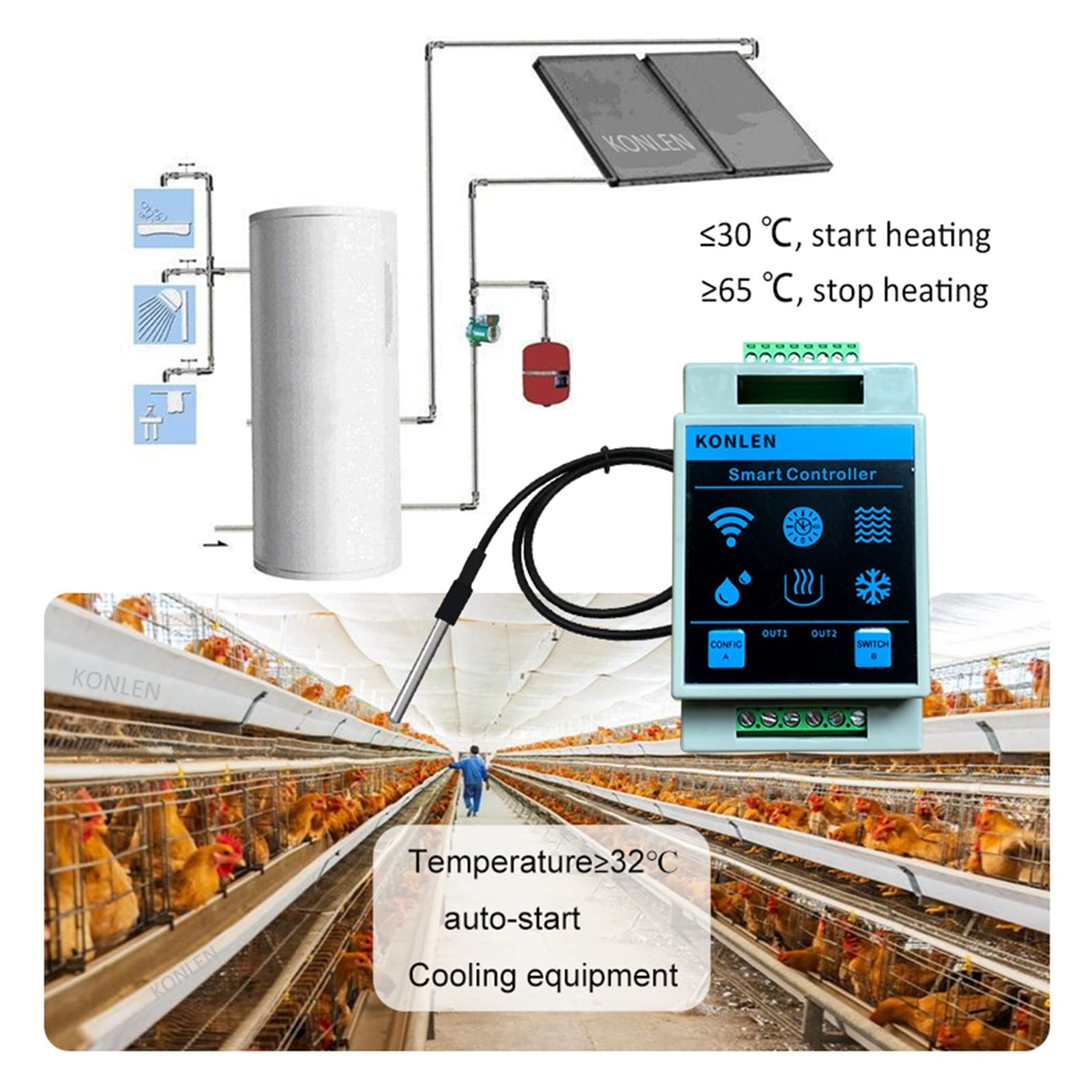 Inteligentny termostat, Tuya. WiFi. Czujnik wody Czujnik czujnik czujnika Czujnik Smart Life Termostat Przeciek Wodne Miernik Głośnik Kocioł Regulator