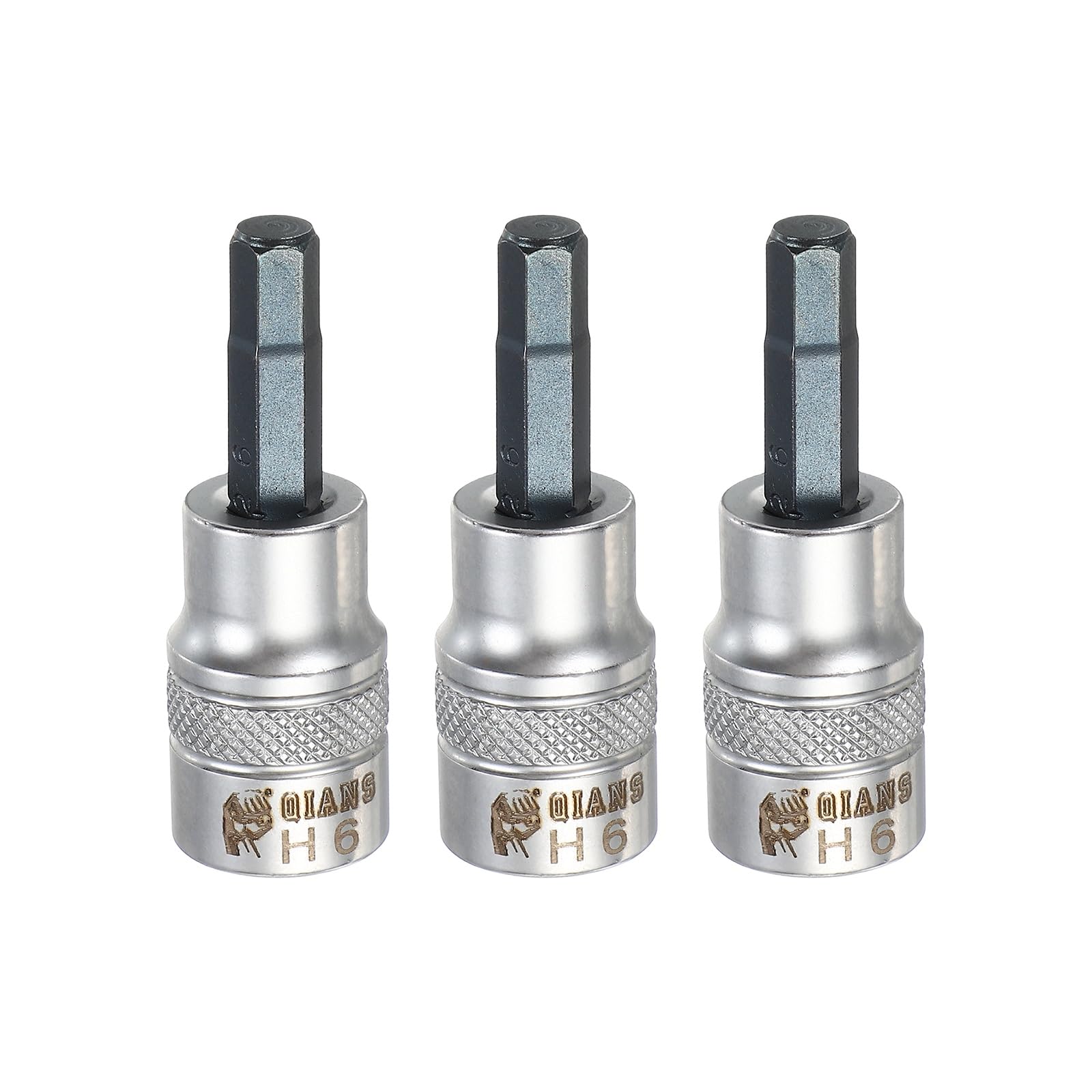 sourcing map 3Pcs Hex Bit Socket 3/8" Drive H6 S2 Steel Hexagonal Head Screwdriver Drill Bits CR-V Steel Socket Adapter for Home Auto Axle Hex Nuts Bolts Repair