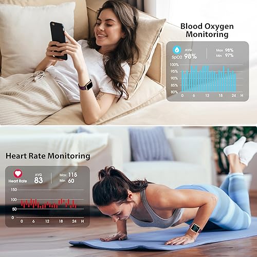 Miniatura 2 de POIUZET Monitor de actividad física, reloj de fitness con oxígeno en sangre, monitor de presión arterial y frecuencia cardíaca, contador de calorías