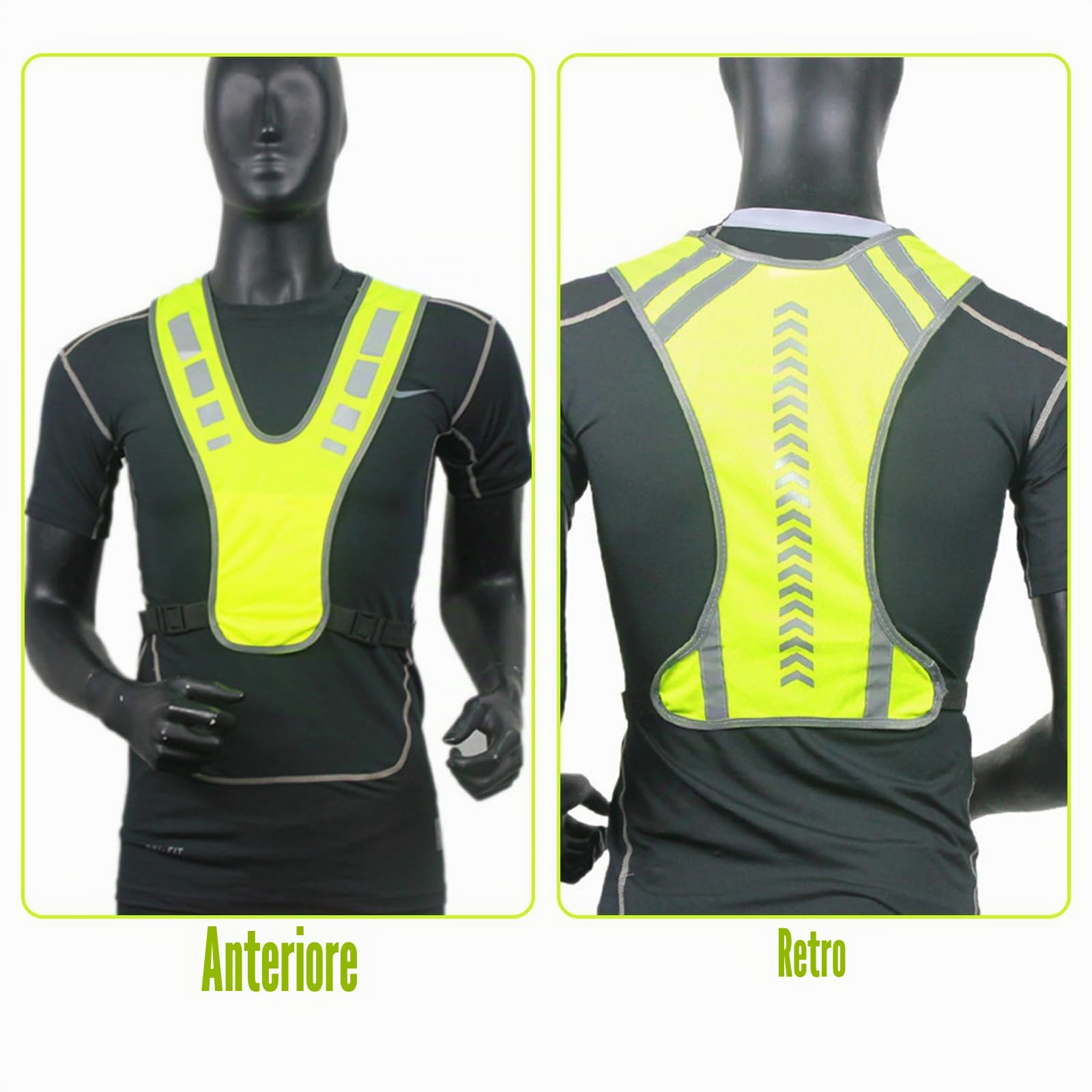 2pezzi Gilet Riflettente Alta visibilità,Bretelle Catarifrangenti Running Regolabile,Giubbotto Riflettente,Giubbotti di Sicurezza Riflettenti Giallo Fluorescente,per Fare Gogging