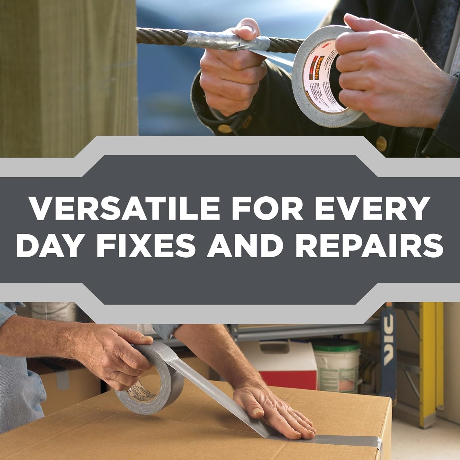 3M Heavy Duty Duct Tape, 1.88in x 45yd, 2 Rolls, Multi-Surface, Temporary Solutions for Sealing, Holding, and Reinforcing, Tear by Hand Vertically and Horizontally, Staple for Every Toolbox