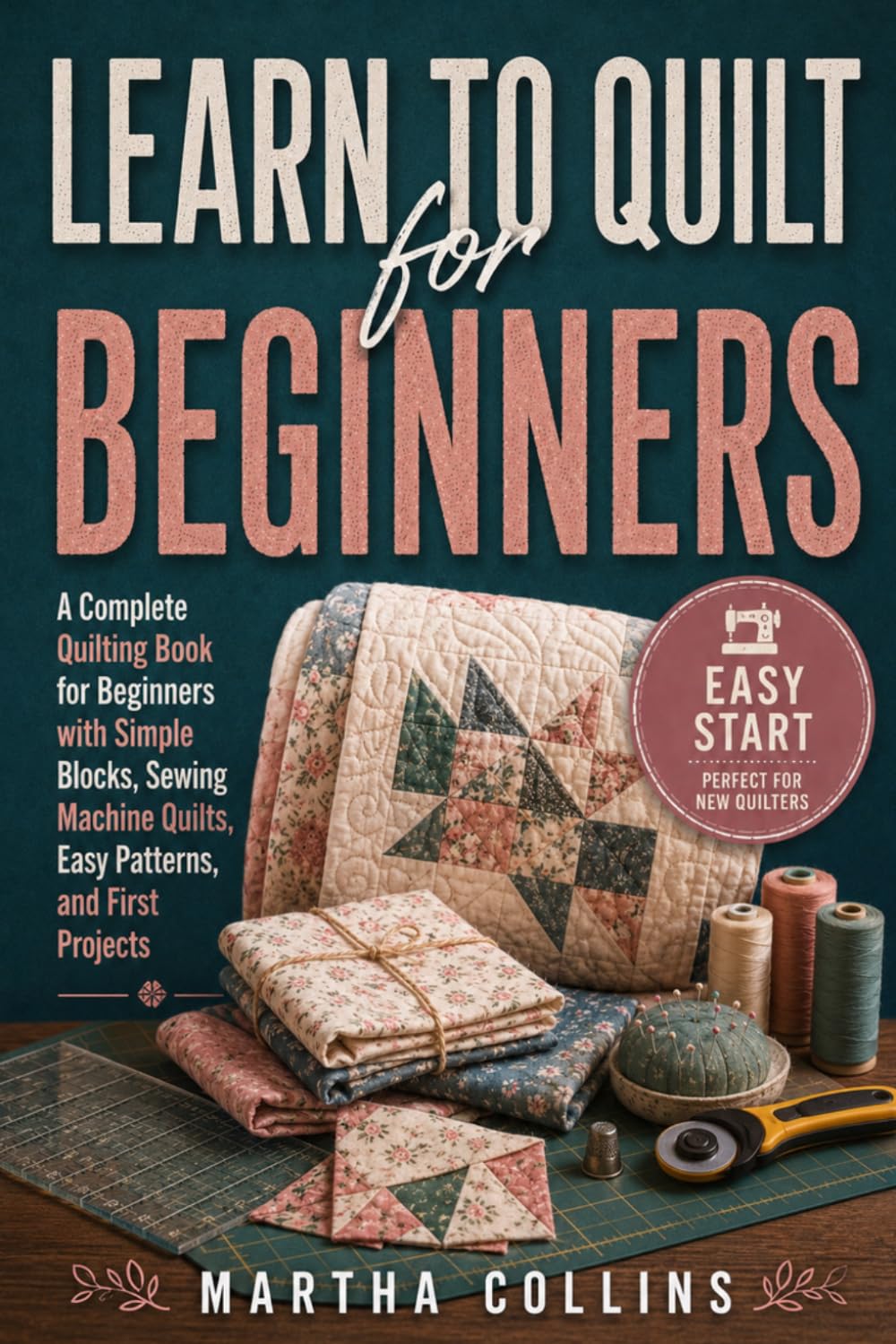 Learn to Quilt for Beginners: A Complete Quilting Book for Beginners with Simple Blocks, Sewing Machine Quilts, Easy Patterns, and First Projects