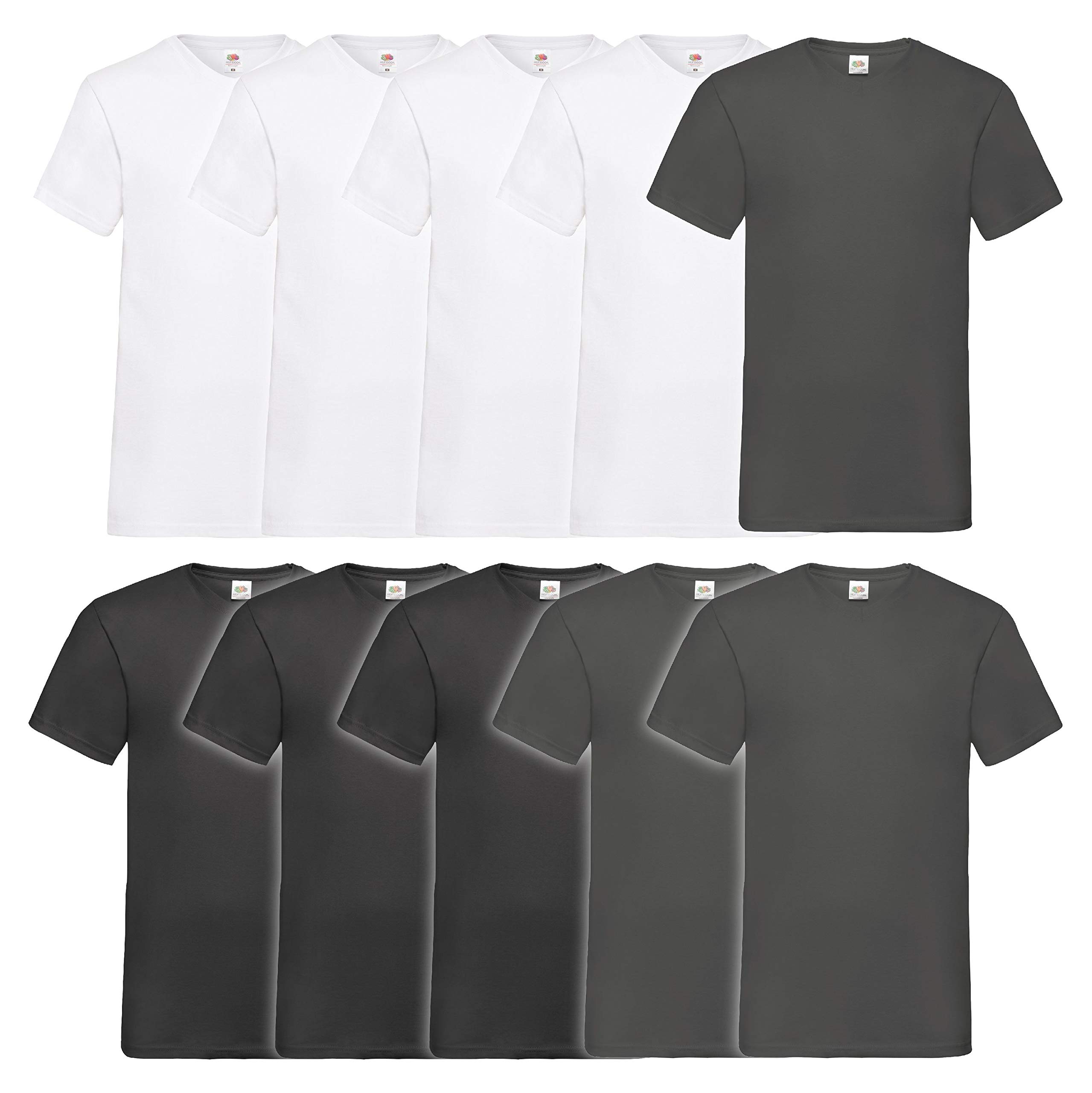 Fruit of the Loom Men's V-Neck Valueweight T-Shirt (Pack of 10) - Multicolour - XX-Large