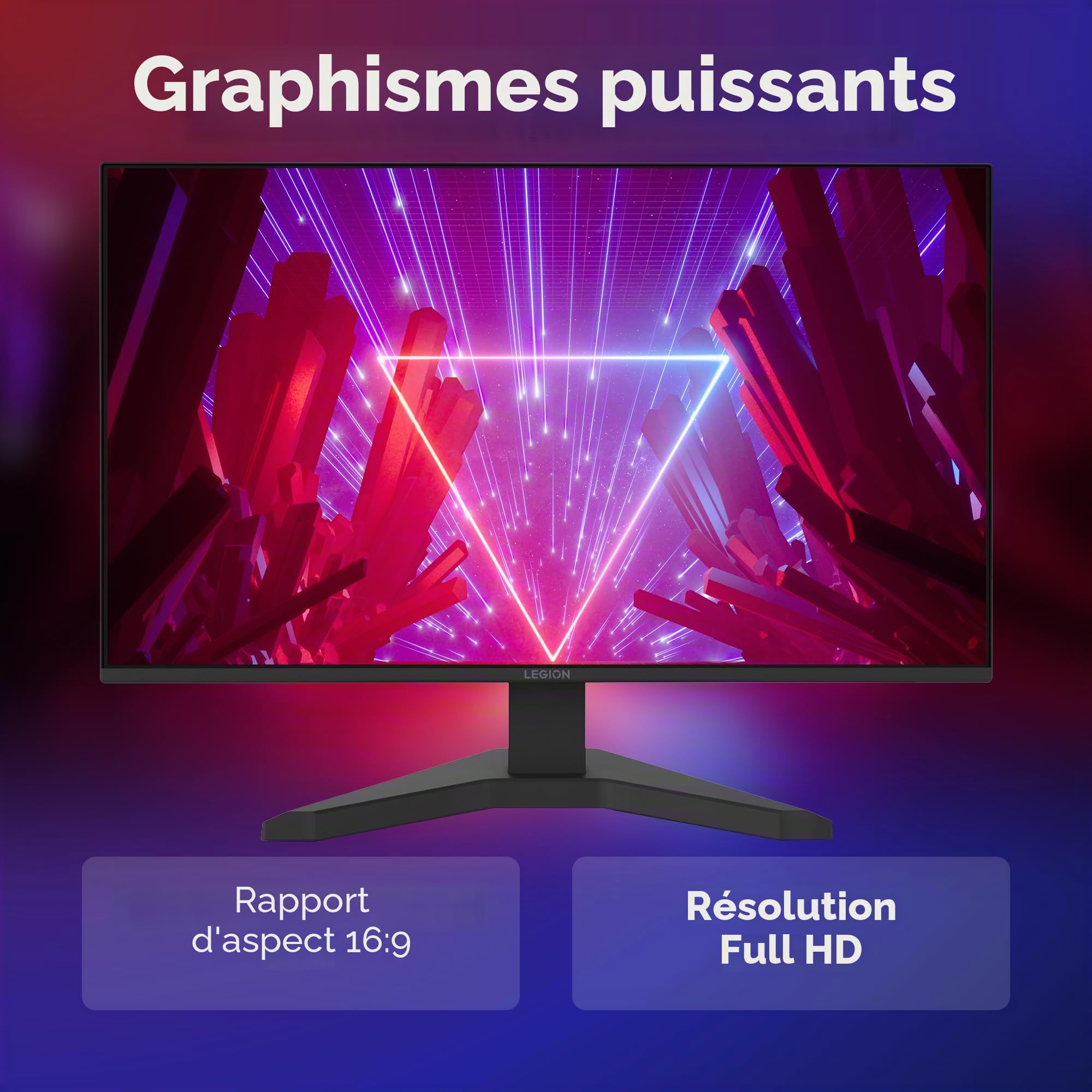 Lenovo Legion R27s - Écran 27'' FHD (1920x1080, IPS, 144 Hz, 1 ms, 1x HDMI+DP, 99% sRGB, Cable HDMI) - Noir Raven