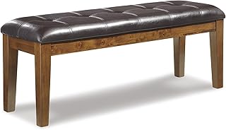 Signature Design by Ashley Ralene Tufted Upholstered Dining Room Bench, Medium Brown