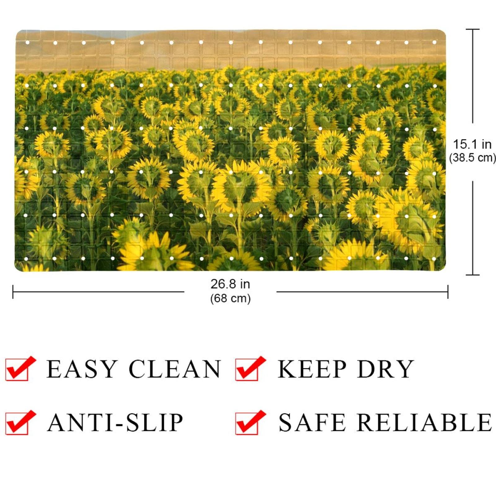 Rutschfeste Badematten mit Sonnenblumen-Motiv, für Babys, Kinder, Kleinkinder, maschinenwaschbar, 40 x 70 cm