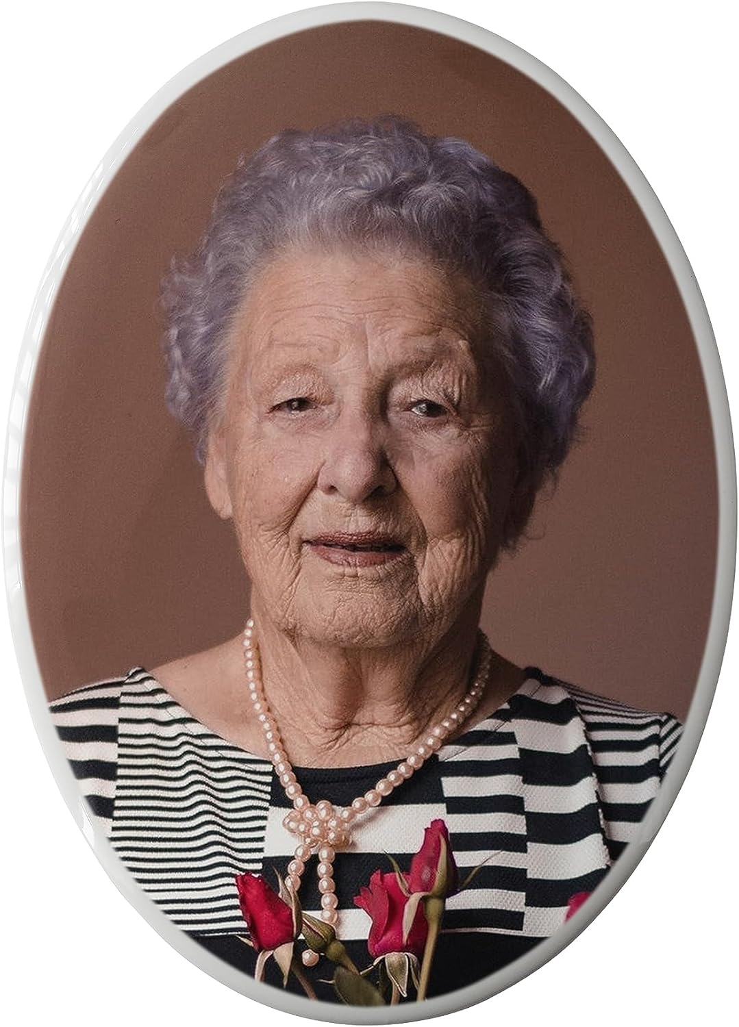 Ceramic Porcelain Oval Plaque for Headstone - Memorial Ceramic Photo (5.12″ x 7.09″ (13cm x 18cm))