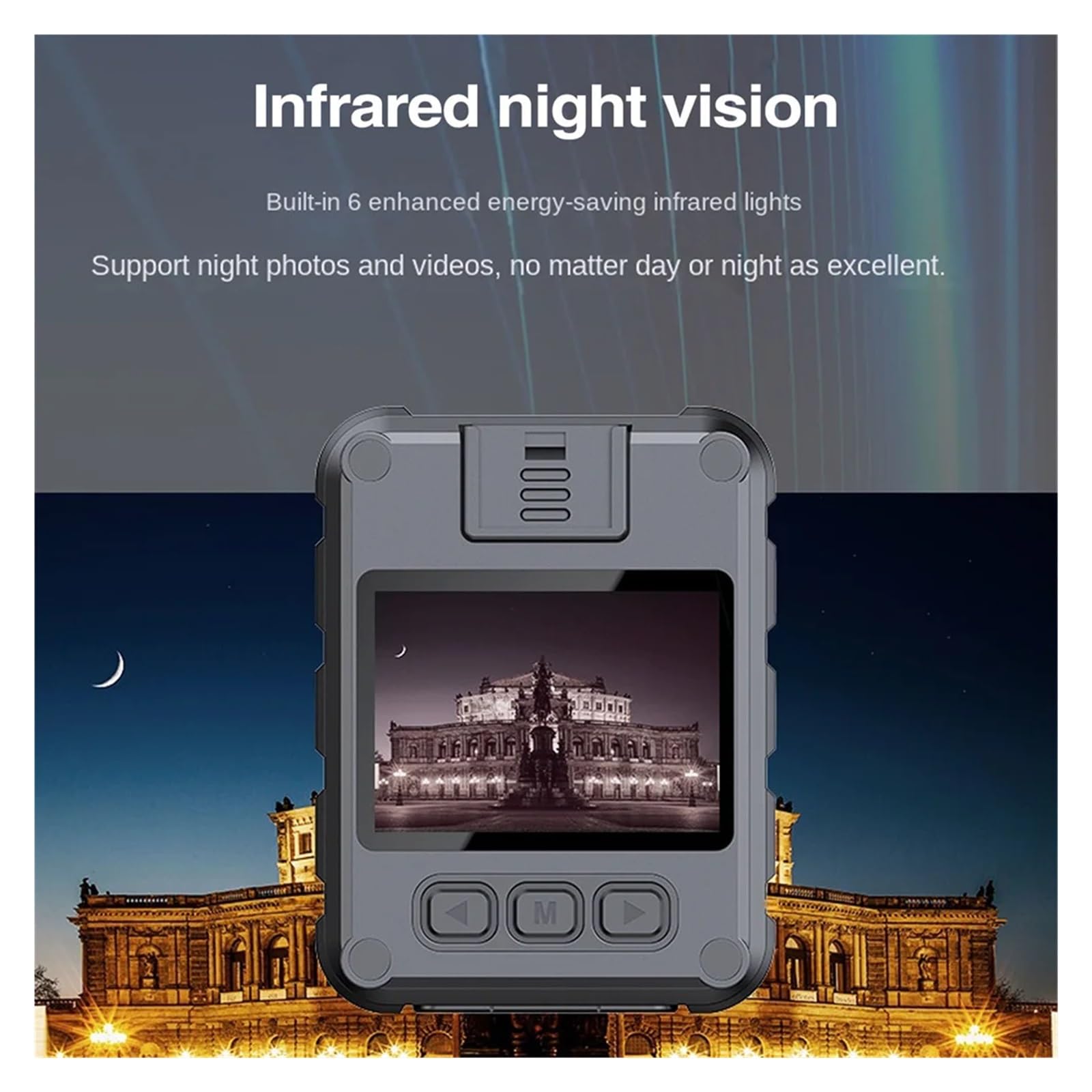 Camara Corporal, Mini cámara Impermeable HD de 1080P, visión Nocturna infrarroja, microcámara de policía, cámara Corporal de Seguridad Digital DVR portátil(32G Card,Without WiFi)