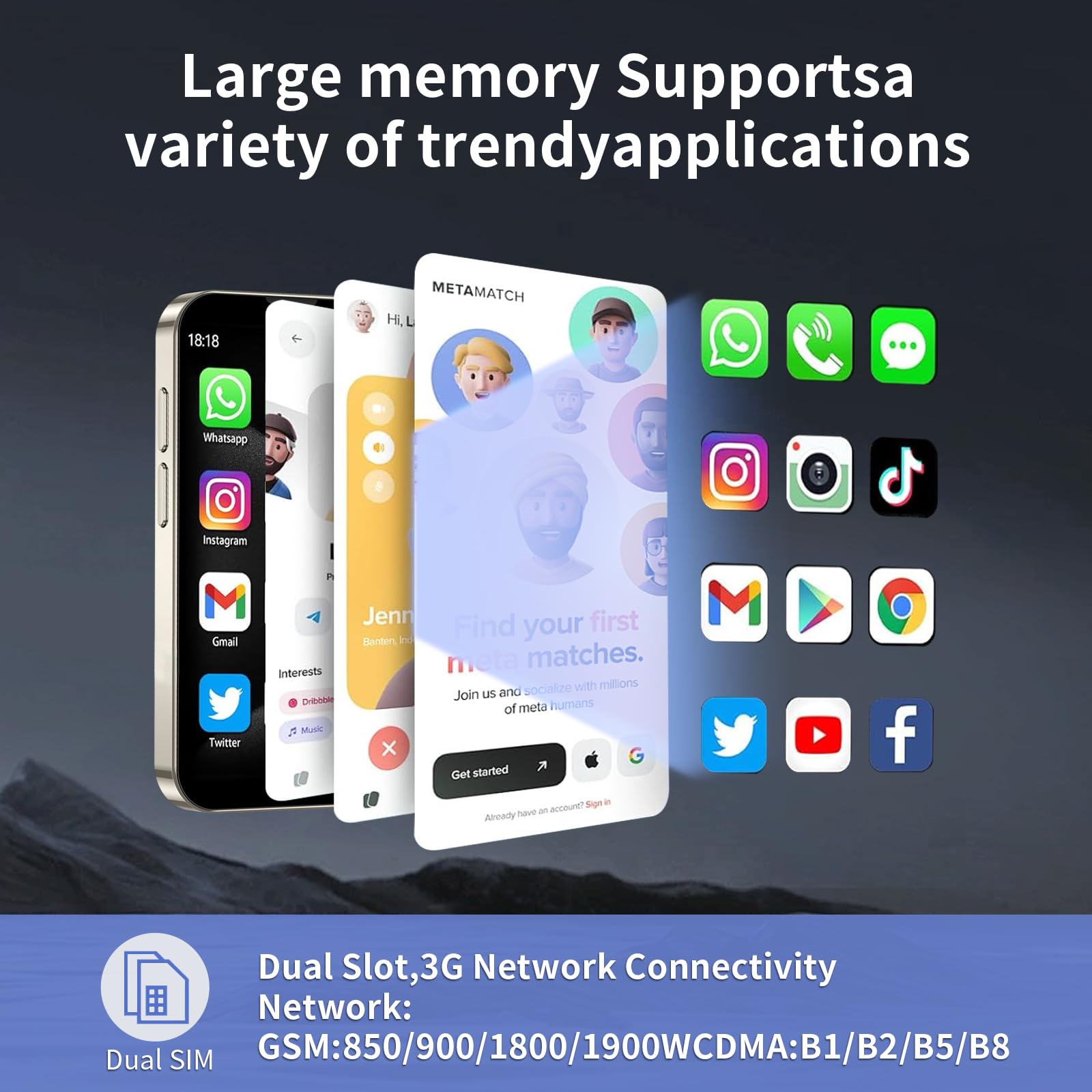 cofcvgs mini telefono, 3.0 pollici mini telefono, 3G Smart Phone, 2GB RAM 16GB ROM, smartphone Android 9.0 per bambini, batteria di riconoscimento facciale 900mAh telefono(rosa)