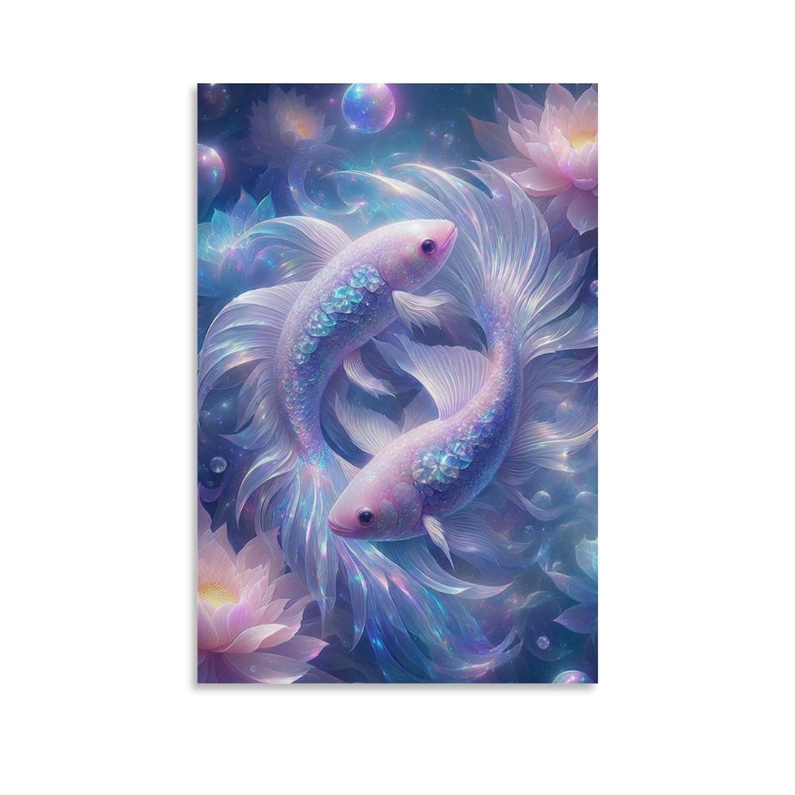 DHBANEIOK Fantasy Fish Art Poster Artwork Giclee Canvas Prints Modern Canvas Wall Art Picture Wall Hanging for Bathroom Wall Decor 20x30inch(50x75cm)