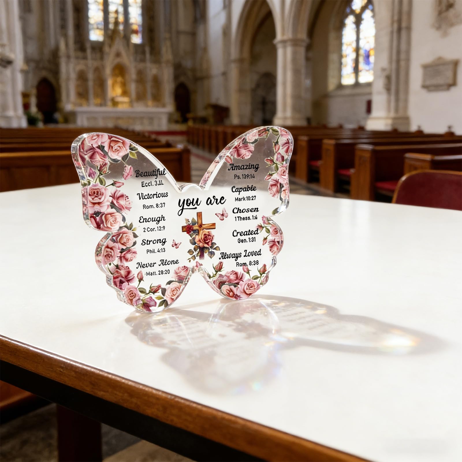 Butterfly Gifts for Women Christian Gifts for Women Faith Birthday Inspirational Spiritual Catholic Gift Best Friend Acrylic Decorations Religious Encouragement Gift For Mom Sister Thanksgiving