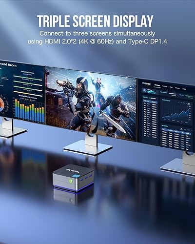 Miniatura 12 de GMKtec Mini PC Intel N150 (Turbo 3.6GHz) 12GB DDR5 256GB SSD Dual LAN, Mini computadora de escritorio 4K Triple Display, WiFi6, BT5.2, eficiencia