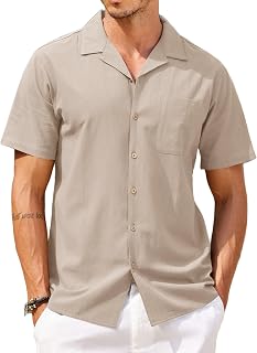 COOFANDYMens Hawaiian Shirt Short Sleeve Buttoon D