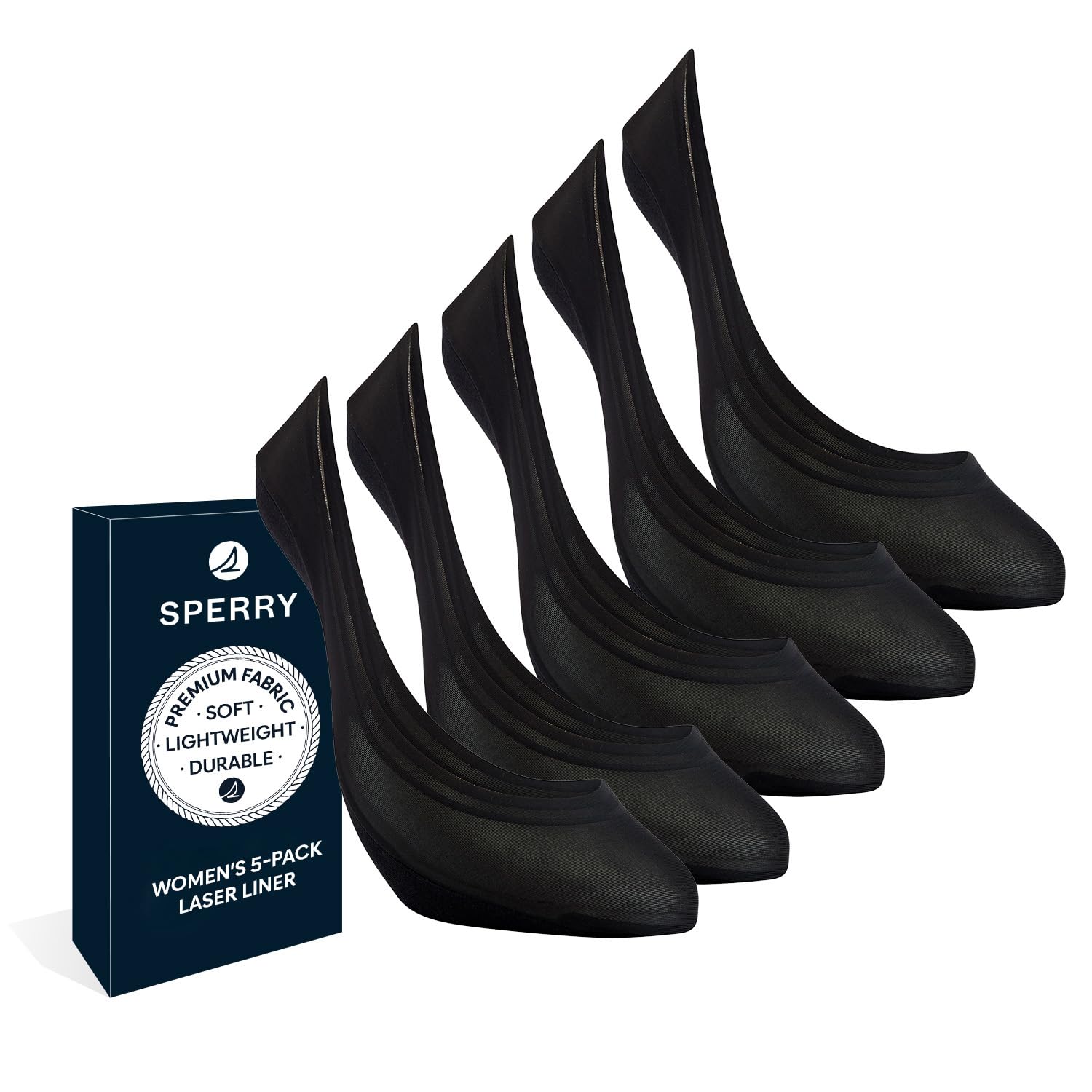 SperryWomen's Solid Cotton Laser Cut Liner Socks-3 Pair Pack-Soft and Lightweight