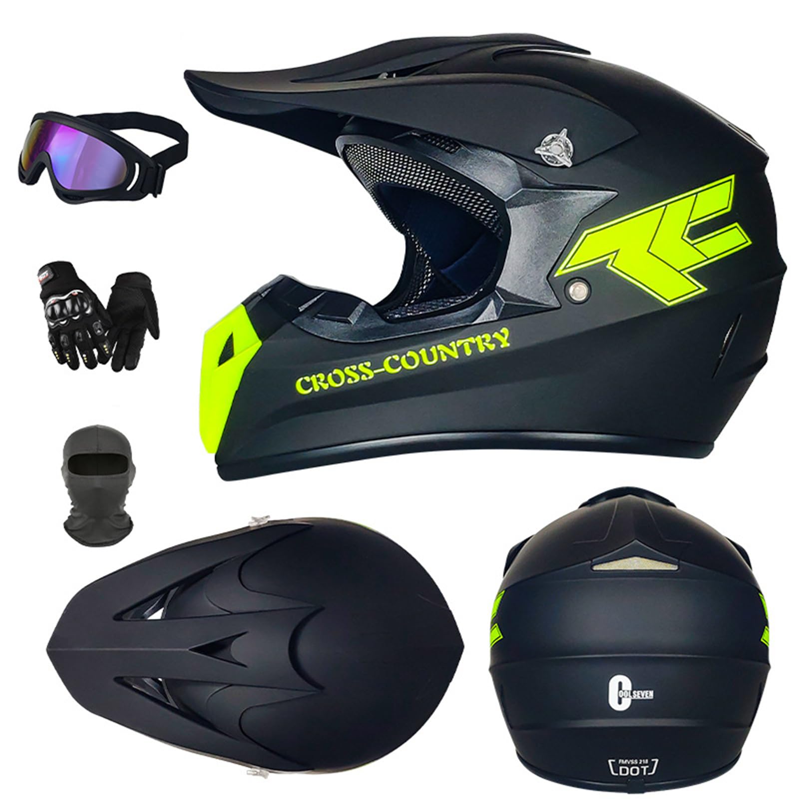 Cascos de Motocross con Gafas máscara y Guantes homologados por el Dot Casco Integral para Motocicleta Todoterreno para niños y jóvenes para ATV MTB BMX Descenso Quad Enduro Carreras