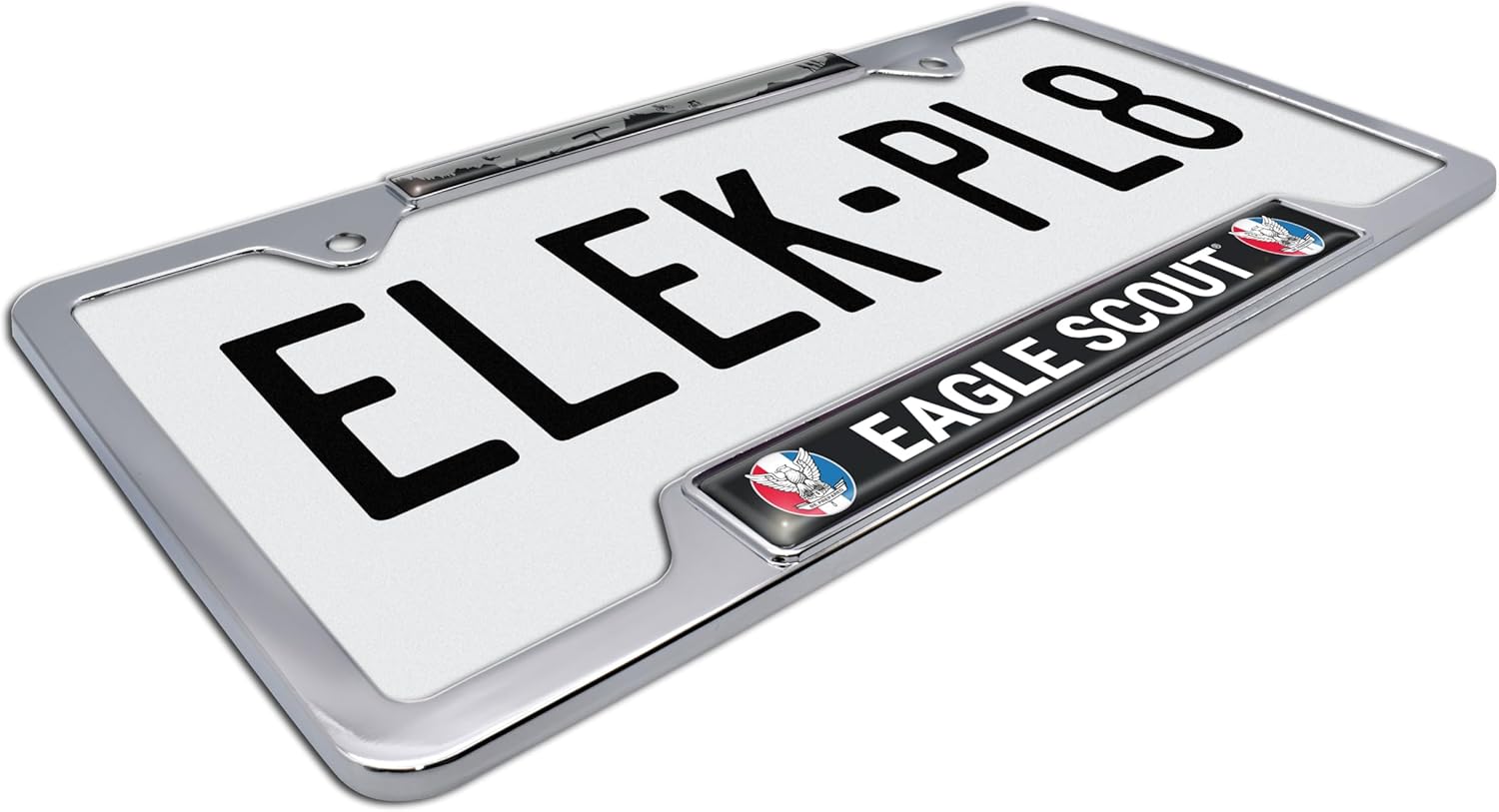 Elektroplate Officially Licensed - Eagle Scout Badge Chrome-Plated Open Corner License Plate Frame Tag Holder for Cars/SUVs/Trucks Weather-Proof Automotive Accessory