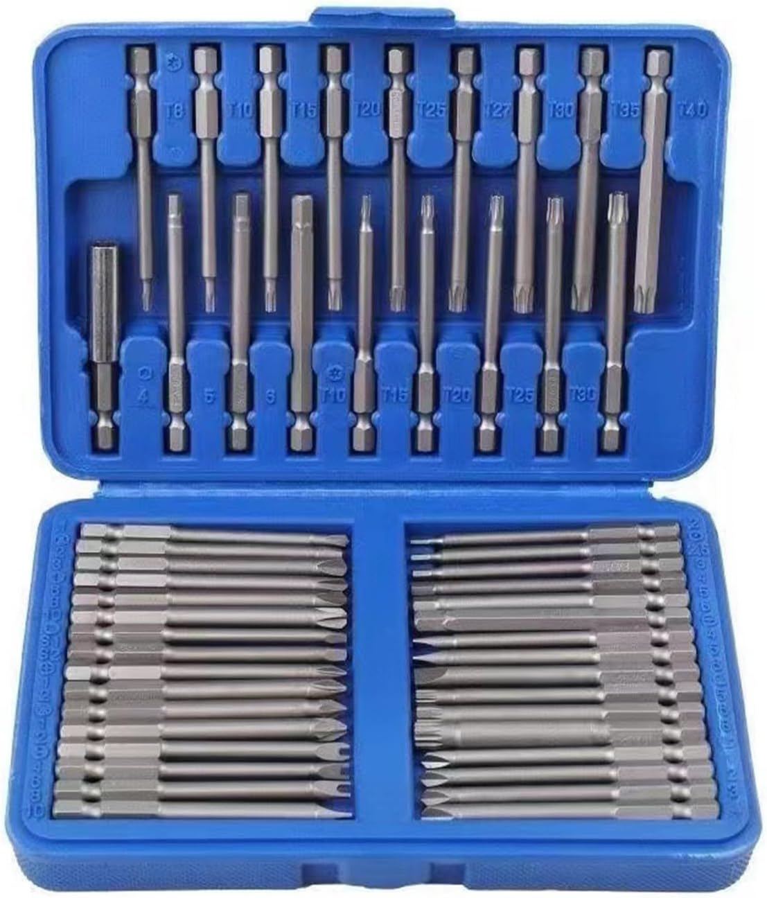 50Pcs Extra Long Screwdriver Bit Set Security Drill Driver Kit with Storage Case Hex Star Square Spanner Bits