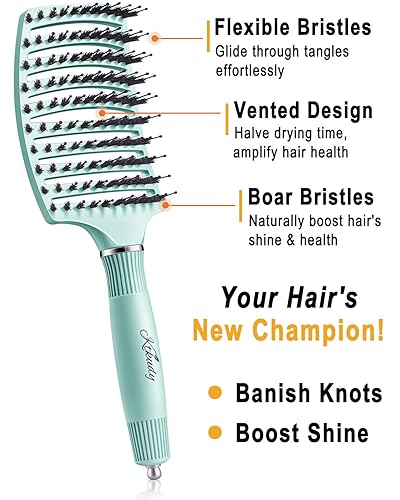 Miniatura 2 de KTKUDY Cepillo desenredante para cabello teñido, fino y frágil Elimina nudos y reduce la rotura cepillo para cabello húmedo y seco Cepillo