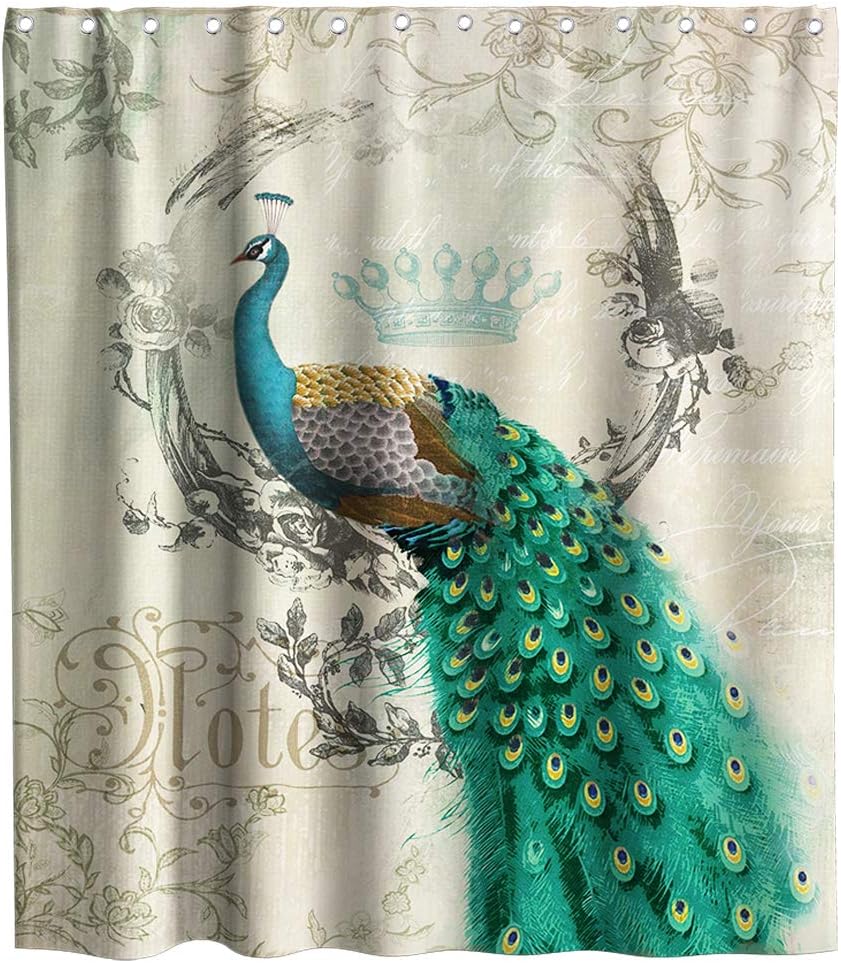 Amazon Com Final Friday Feathers Teal Peacock Bird Rustic Theme Fabric Shower Curtain Sets Bathroom Decor With Hooks Waterproof Washable 70 X 70 Inches Coral And Turquoise Home Kitchen