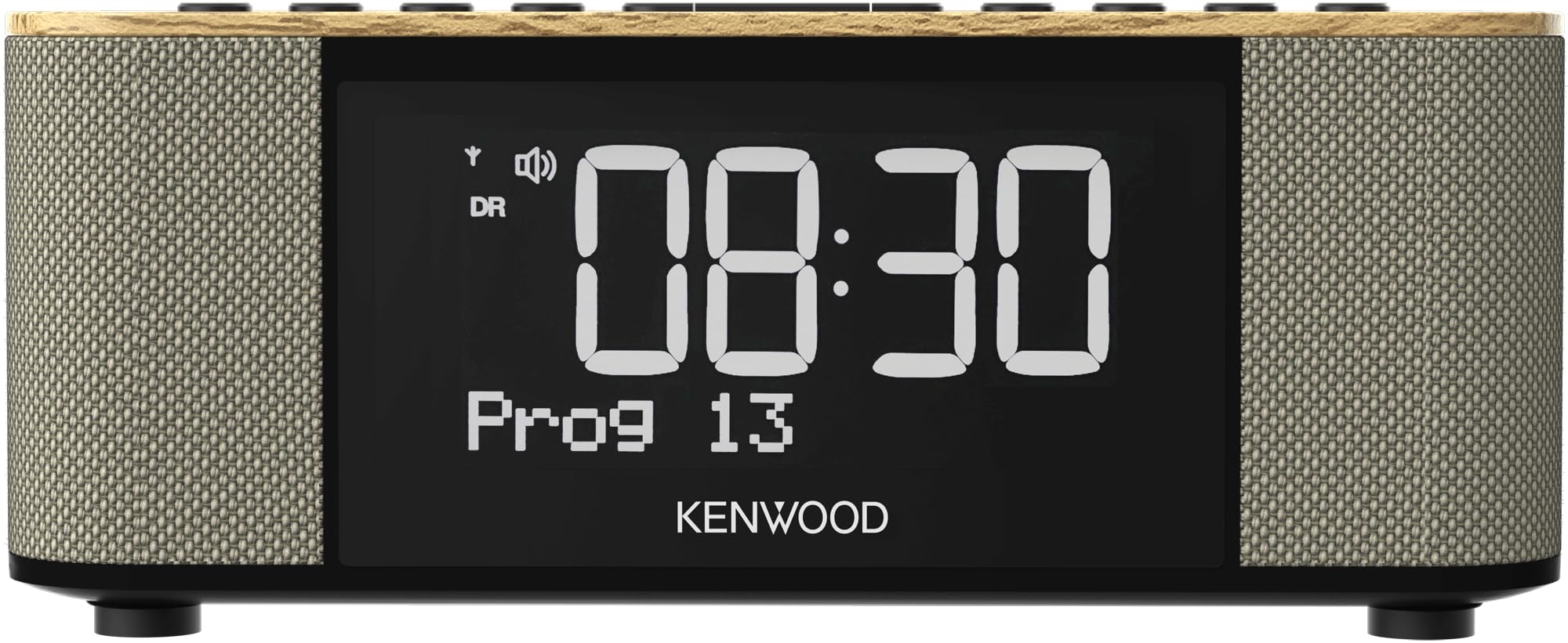 Kenwood CR-ST40DAB-M Radio-réveil stéréo avec 3 alarmes Dab+, FM, Bluetooth, USB, Fonction de Charge, Grand écran, 5 Niveaux d'intensité Variable, 6 W RMS, mémoire des Stations, Aspect Bois