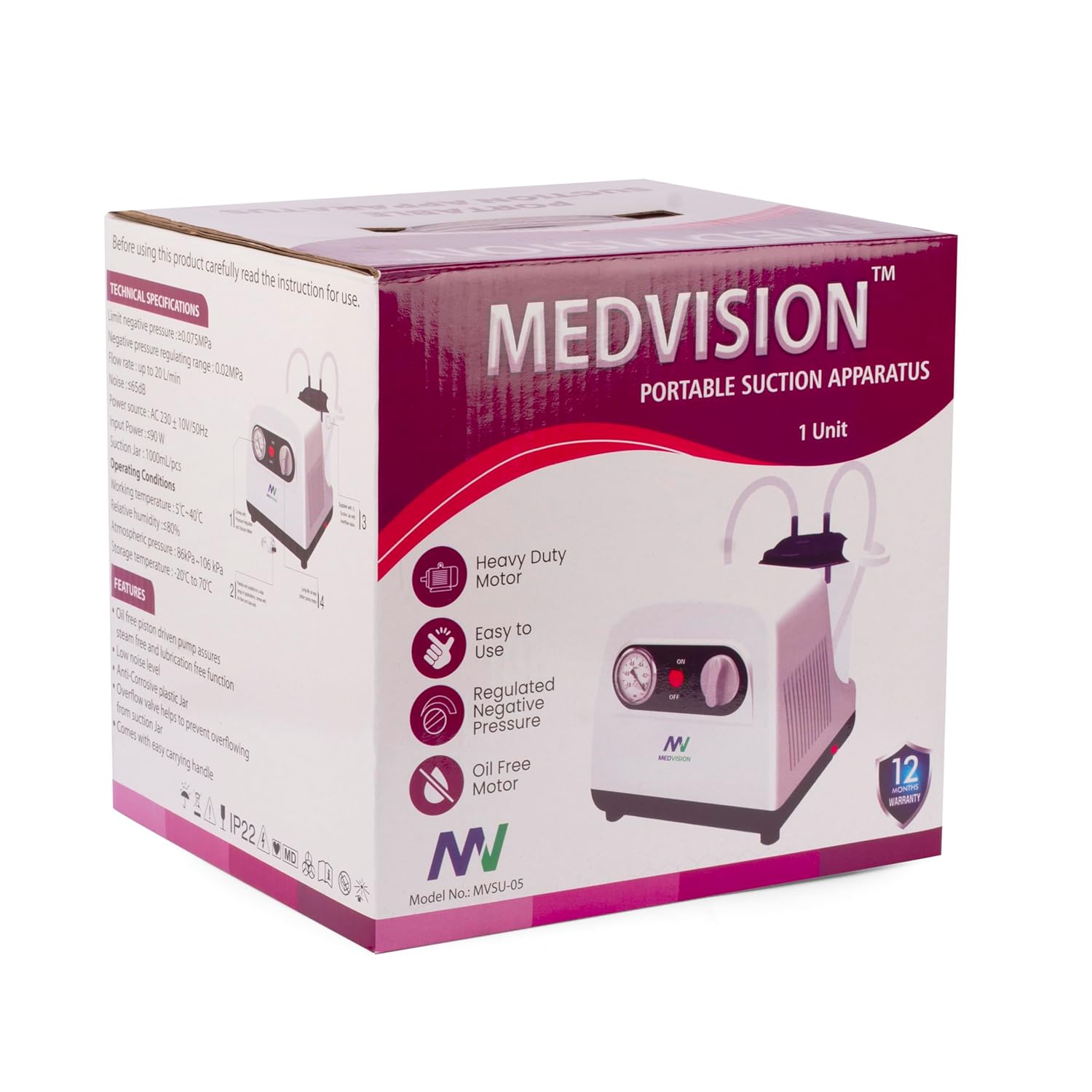 Medvision® portable phlegm suction machine, suction equipment portable, heavy duty motor, regulated negative pressure, oil -free, clinic and home patients with map extraction, suction machine pumps, pulmonary removal, handle with handle, 1000ml/1liter plastic jar, low noise, 1 year made) Medvision® portable phlegm suction machine, suction equipment portable, heavy duty motor, regulated negative pressure, oil -free, clinic and home patients with map extraction, suction machine pumps, pulmonary removal, handle with handle, 1000ml/1liter plastic jar, low noise, 1 year made)