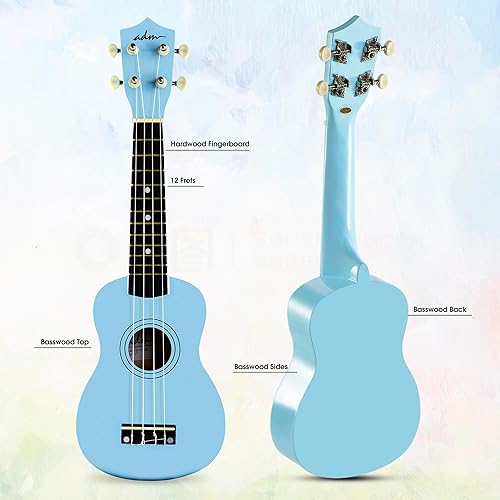 Miniatura 78 de ADM Ukelele para principiantes, kit de ukelele de madera hawaiana para niños y adultos, paquete de ukalelee profesional con lecciones gratis