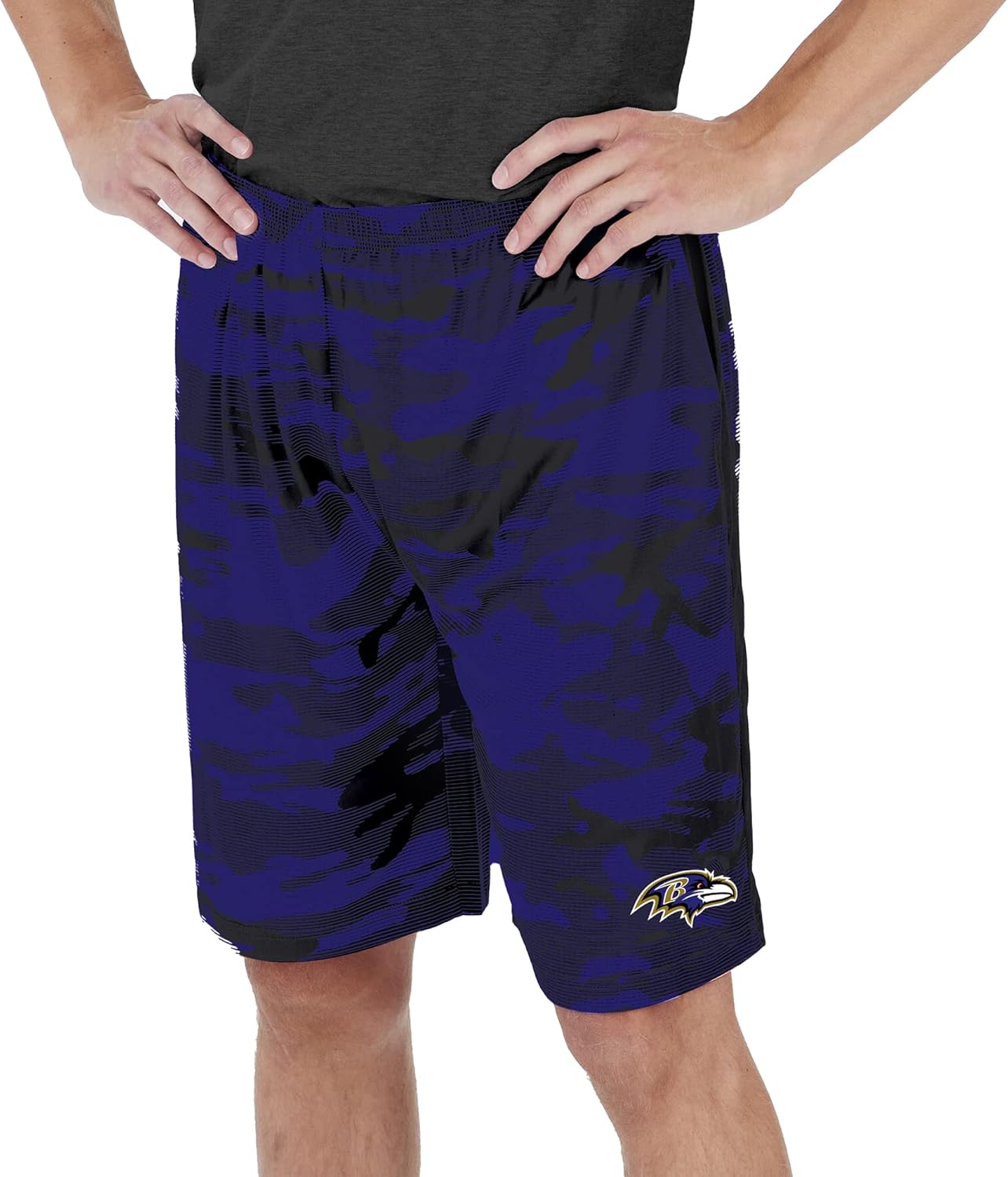 Zubaz NFL Men's Lightweight Shorts with Camo Lines and Team Logo