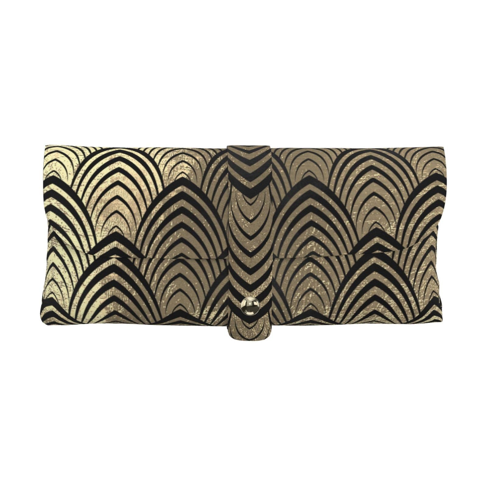 Art Deco Black, Soft Eyeglasses Bag Anti-Scratch Spectacles Sleeve Portable Eyewear Case Pu Leather Sunglasses Case