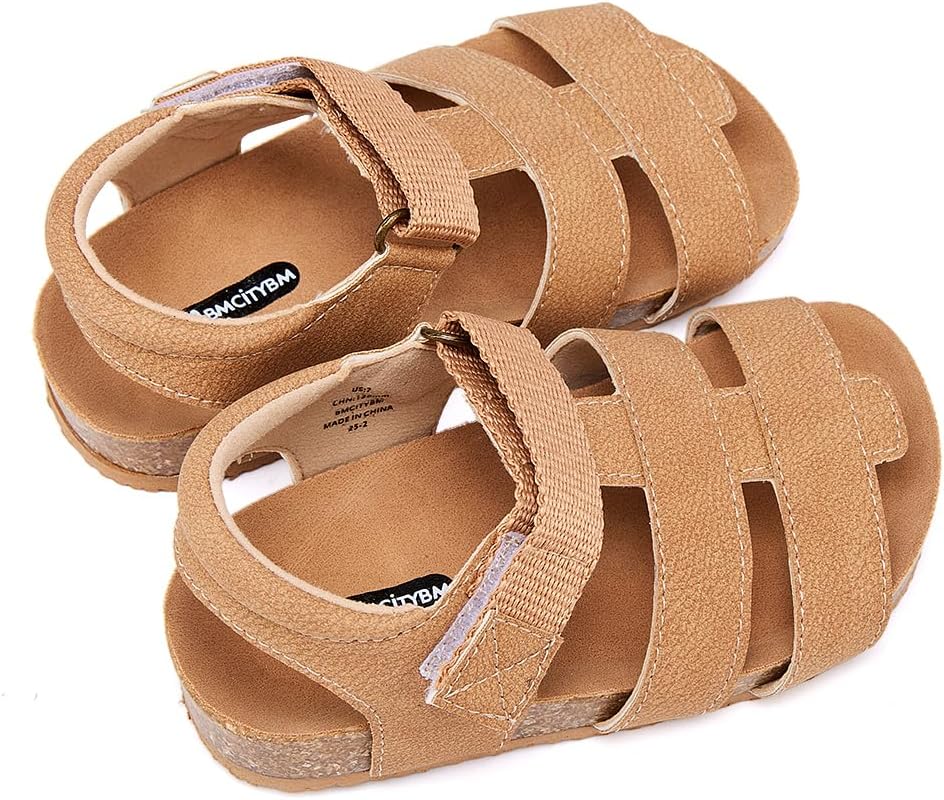 BMCiTYBM Toddler Boys Girls Sandals Open Toe Arch Support Slides Adjustable Straps Cork Footbed Slippers for Indoor Outdoor - Image 5