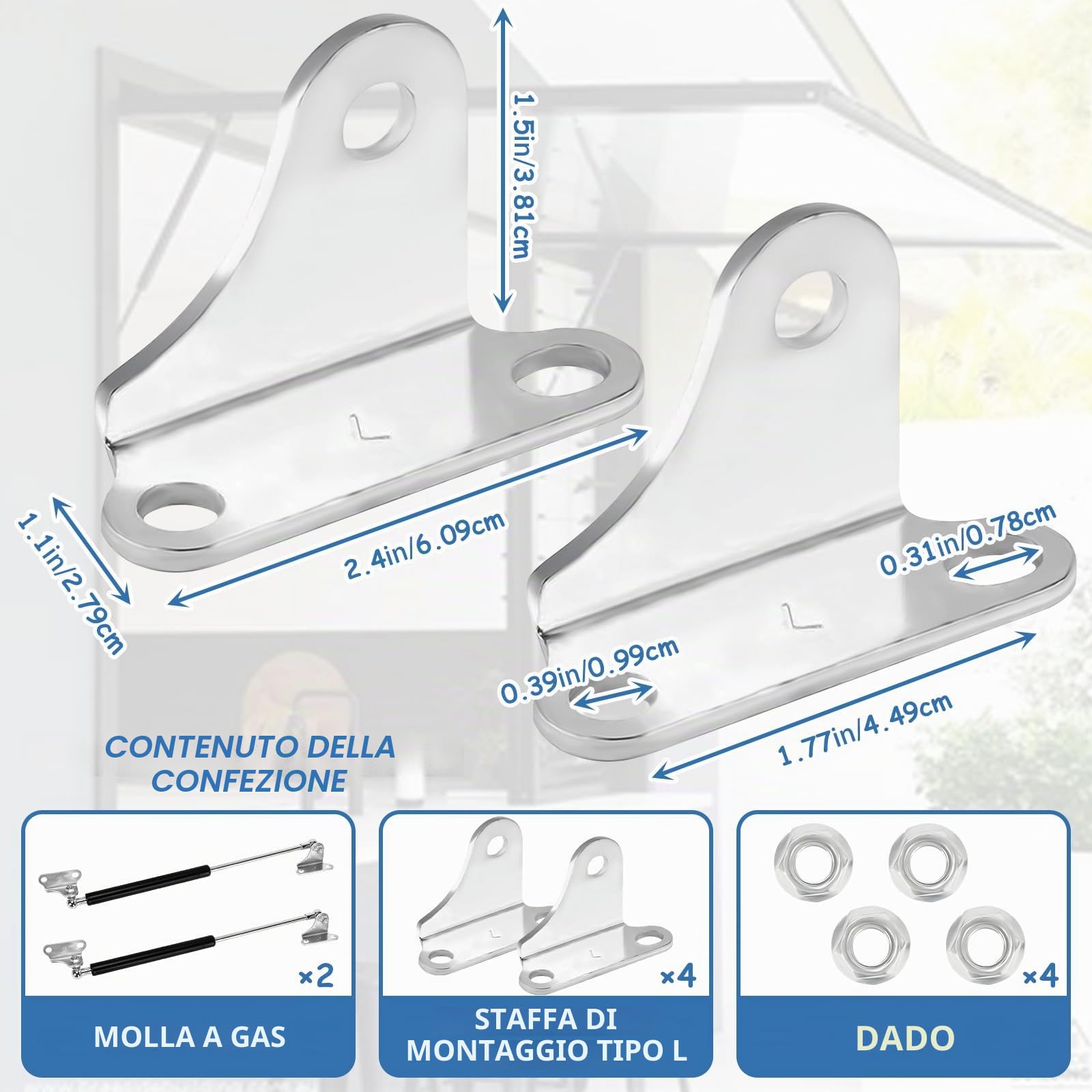 2 Pezzi Molle a Gas, Pistoncini per Mobili, Molla a Gas, per Mobili Ammortizzatore a Gas,50 cm,300 N, Capacità Massima di Peso 67 Libbre, Adatto per Sostenere Letti, Porte di Armadi e Finestre