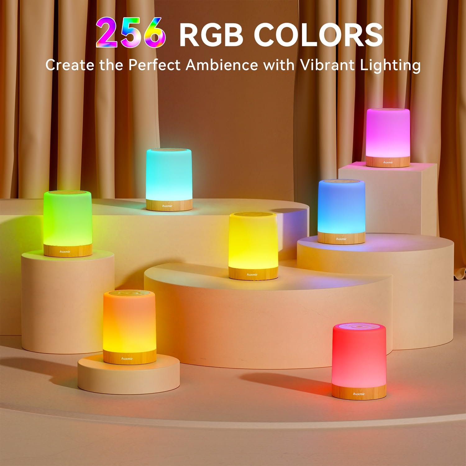 Luz nocturna para niños y bebés, lámpara táctil regulable para guardería, 11 colores RGB, 5 brillo, lámpara de mesita de noche recargable portátil para mesita de noche, luz nocturna para niños 2