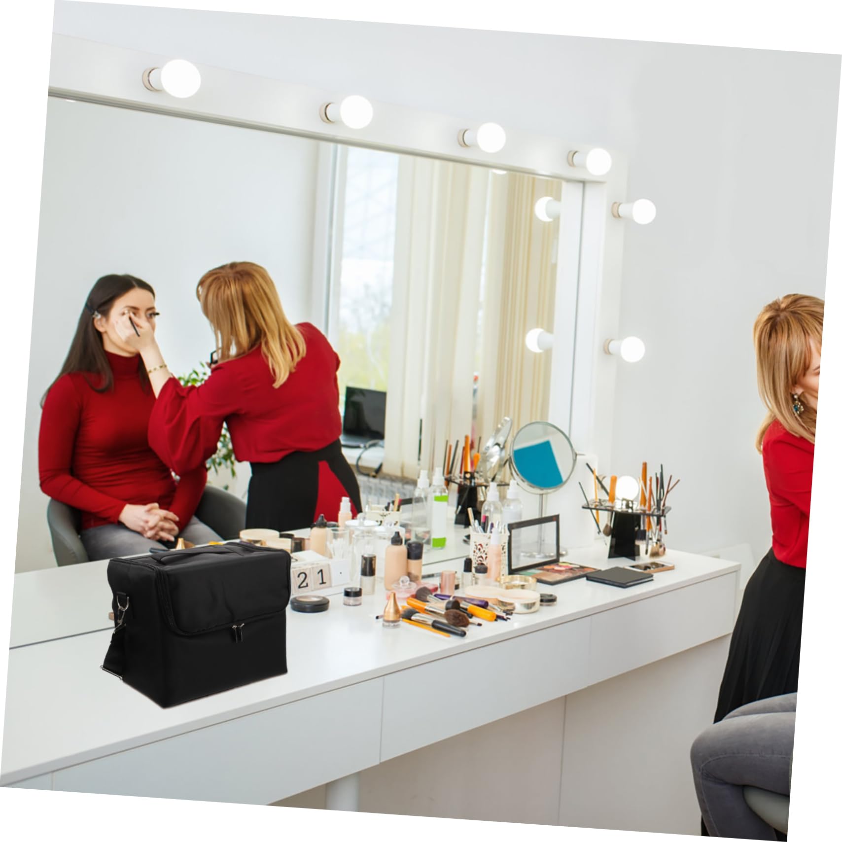 1kawałek Duża Kosmetyczka Podróżna z Wieloma Przegródkami Poręczna Torba Akcesoria Do Makijażu i Narzędzia Manicure Czarna