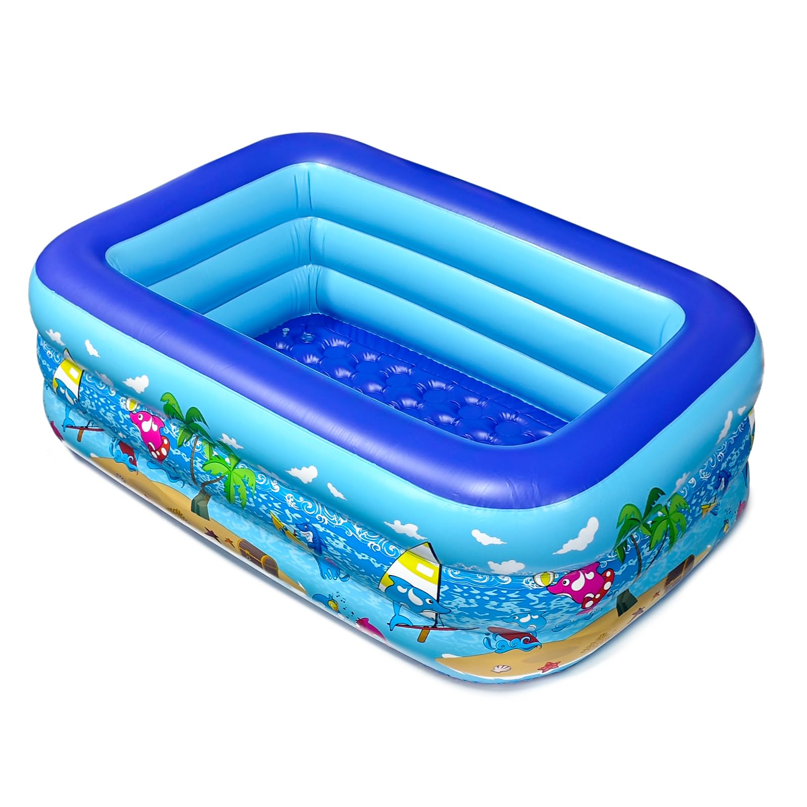 Aufblasbarer Pool Lang 150 x 105CM, Erweiterter Erholungsbereich für Erwachsene und Haustiere, Sommer-Wasserspiel mit Rutschfester Boden