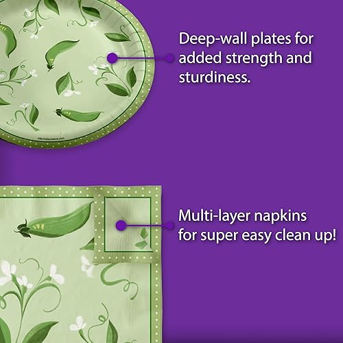 Miniatura 5 de Two Peas in a Pod Twins - Juego de vajilla para fiesta de baby shower, incluye platos, servilletas | Kit para 24