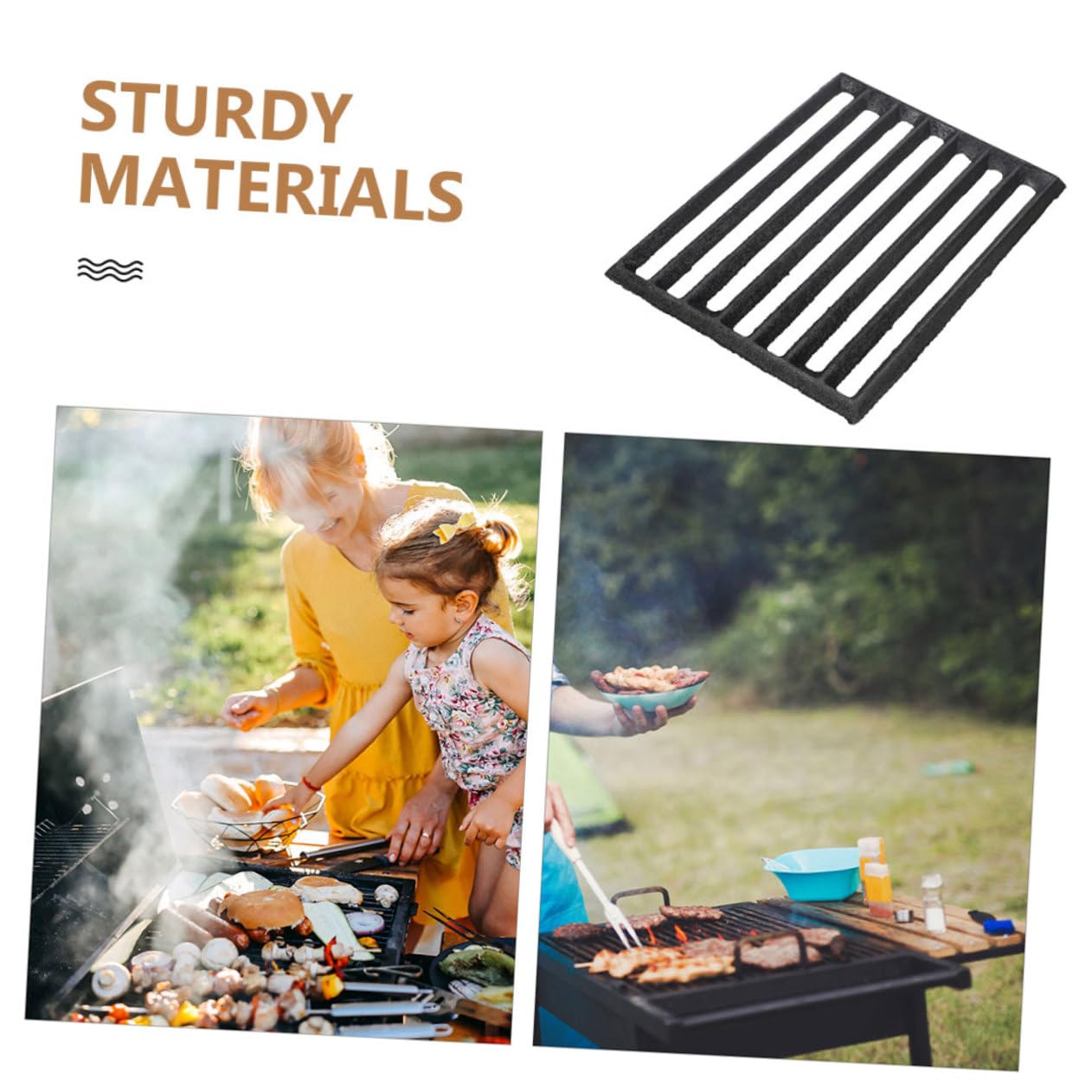 Griglia in ghisa resistente per barbecue e uso interno, design resistente all'usura, griglia spessa per caminetti e legna da ardere, perfetta per grigliare e cucinare