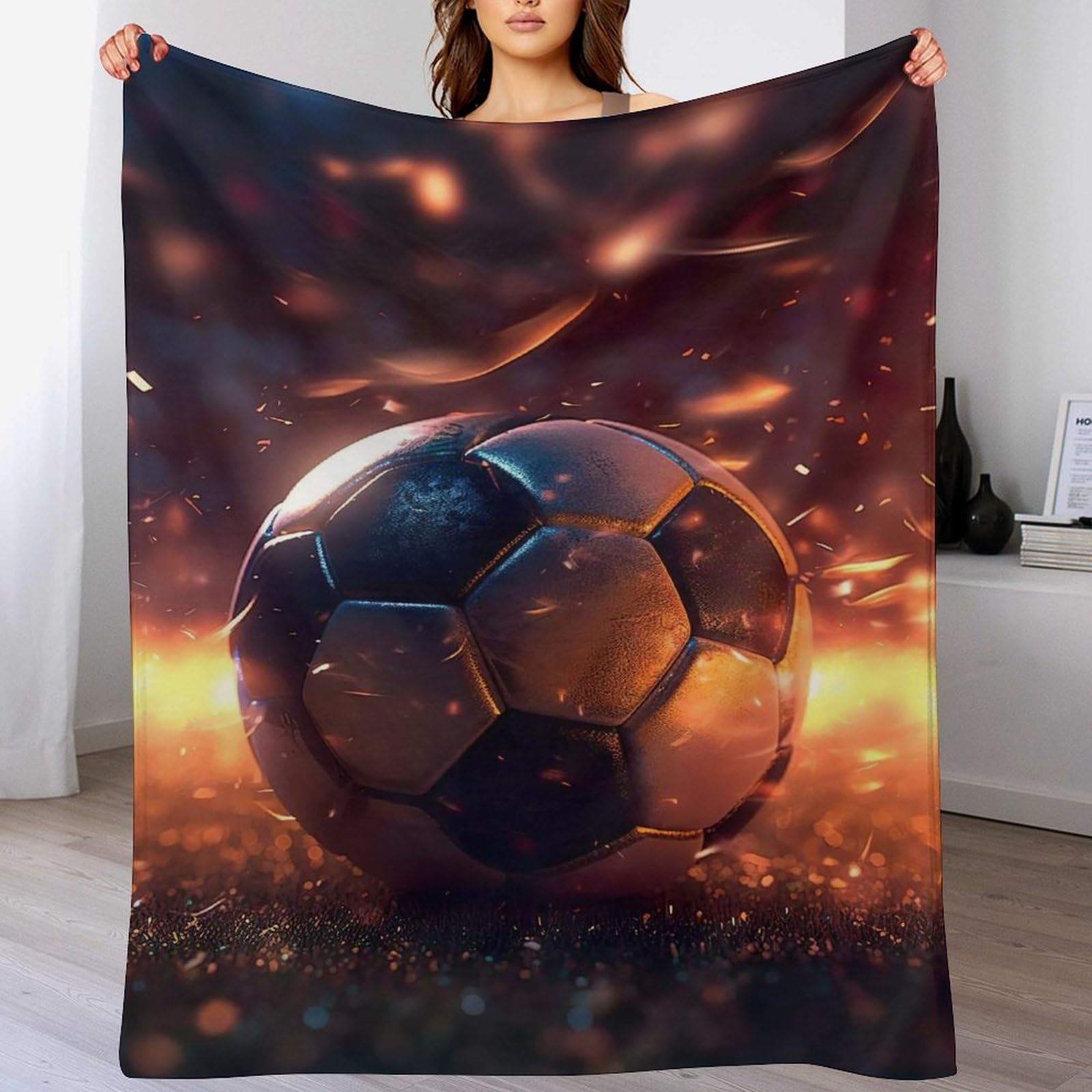 Couverture en polaire de flannel football 3D couvre-lit et linge de lit 180x200