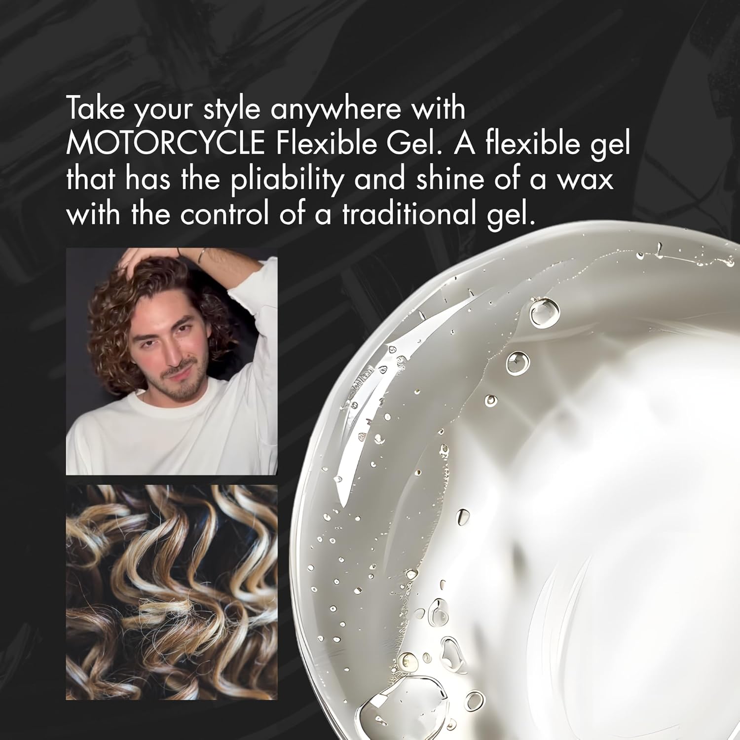 R+Co Motorcycle Flexible Gel - Hybrid Styling Gel with Flexible Hold & Wax-Like Shine - Heat Protectant, Volumizing Gel for Texture, Natural Finish & All Hair Types - Vegan & Sulfate-Free - 5 oz