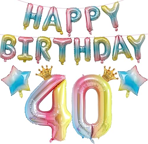 Miniatura 1 de 16 globos de feliz cumpleaños, globos degradados de fiesta de feliz cumpleaños de 16 pulgadas, globos de letras coloridas de papel de aluminio para