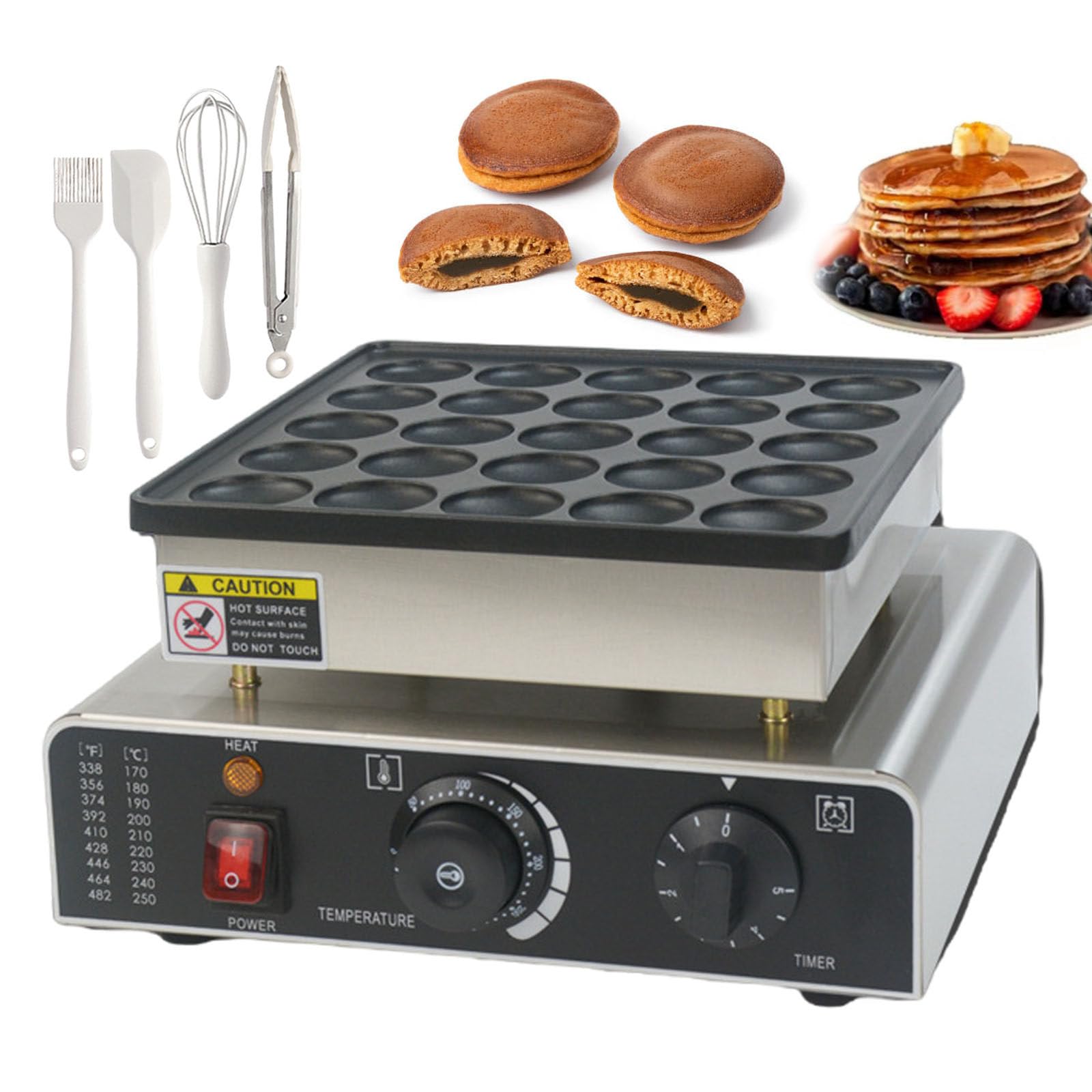 Mini Pancake Baker Maker, 25 Holes Commercial Biscuit Cake Muffin Baking Machine, 50-300℃ Temperature Adjustable, For Bakeries, Snack Bars, Restaurants