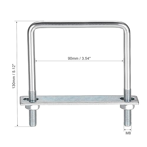 Miniatura 37 de uxcell Pernos cuadrados en U de 1-3/8 "(35 mm) de ancho interior de acero al carbono M8 con tuercas, placa, arandelas