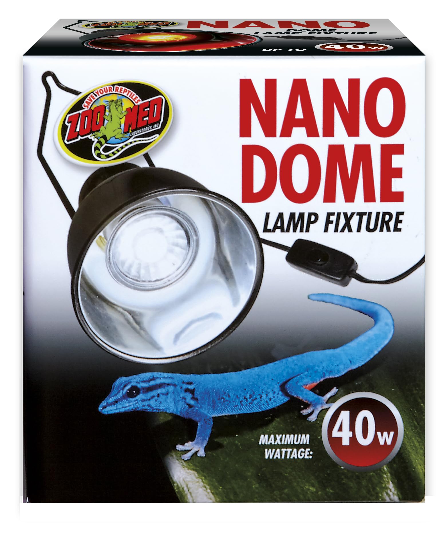 Zoo Med Nano Dome Lamp Fixture 40W Compact for Small Pet Reptiles Terrariums