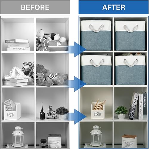 Miniatura 10 de Temary Cubos de almacenamiento de 13 x 13 pulgadas canastas de almacenamiento para regalos vacíos paquete de 4 cestas de almacenamiento grandes con