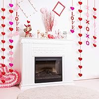 Vista 6 de Boao 100 guirnaldas colgantes de corazón de fieltro de San Valentín con 10 cuerdas para decoración de San Valentín para aniversario de bricolaje