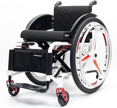 Lightweight Sports Wheelchair Foldable Mute Wheelchair Adult Wheelchair,Suitable Bottom 2 Reinforced X-Cross arms,for Teenagers, Adults, SeniorsSeat Width 41cm,White
