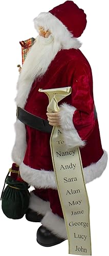 Miniatura 4 de Northlight Figura de Navidad tradicional de Santa Claus de 32 pulgadas con lista de nombres y bolsa de regalo