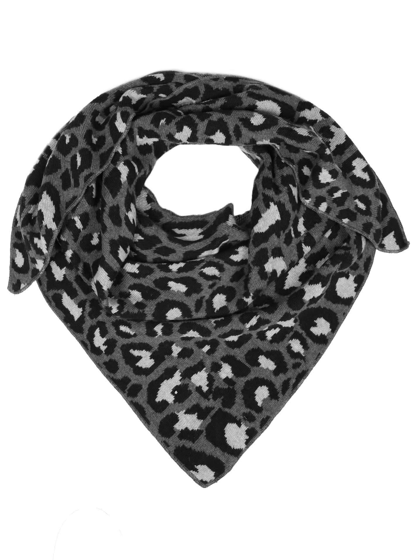 Zwillingsherz Dreieckstuch mit Kaschmir- Hochwertiger Schal im dezenten Leo Design für Damen Jungen und Mädchen - Hals-Tuch und Damenschal - Strick-Waren für Sommer und Winter